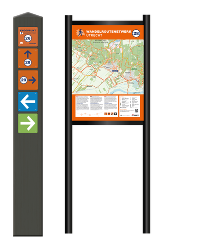 kader wandelpaal met knooppunten en kleurenroutes kader wandelpaneel